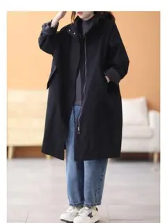 ロングコート ゆったり カジュアル I フード付き トレンチコート シンプル 0