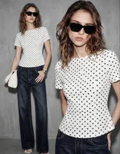 SHEIN ドット柄 半袖トップス
