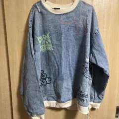 ZARA デニムスウェット ダメージ加工 グラフィック