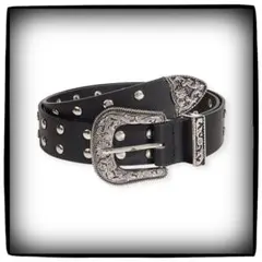 アメカジ　ブラック　ウエスタンベルト y2k グランジ スタッズ　黒　シルバー