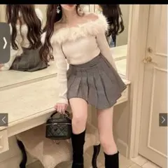 GRL ファーオフショルダーニットトップスのサムネイル