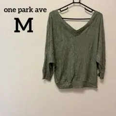 one park ave 【M】オリーブグリーン ニット トップス 長袖