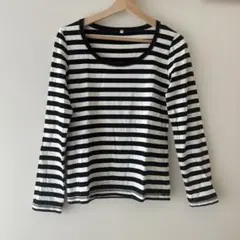MUJI 無印良品 白黒 ボーダー ストライプ ロンT M