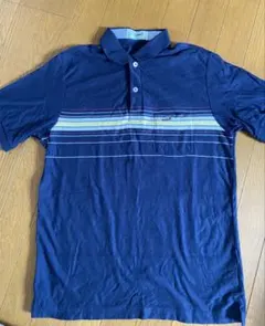 Crocodile ネイビー ストライプ ポロシャツ M