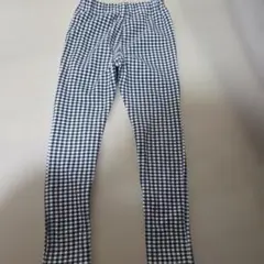 黒と白のチェック柄ロングパンツ 裏起毛 130