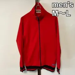 メンズ　ジャージ　ジップアップ　トレーニング　スポーツ　レトロ　赤　M〜L
