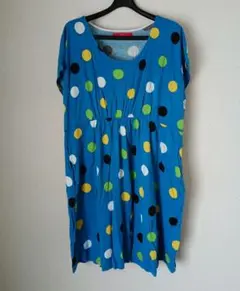 グラニフ LadyF水玉ワンピース☆青ブルー☆半袖チュニック【匿名配送】