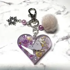 6741☆ シマエナガ　キーホルダー　チャーム　レジン　ハンドメイド