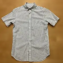 OLD NAVY 薄緑と薄灰のストライプ 半袖シャツ スリムフィット XSのサムネイル