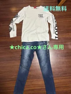 【定価15000】GOTCHA ロンT GOTCHA 刺繍デニムパンツ