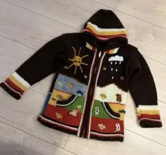 ニットパーカー　ブラウン　動物　100