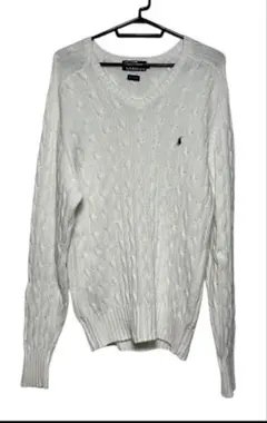ポロ ラルフローレン ケーブルニット Vネックセーター サイズM 大きめ