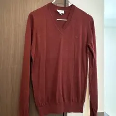 美品★LACOSTE バーガンディ Vネックニット M