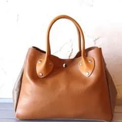 肉厚 トートバッグ ナチュラル ツートン レザー 軽量 男女兼用 8236