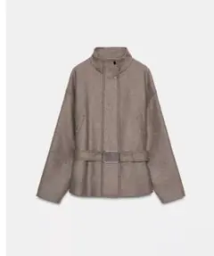 ZARA ベルト付きクロップド丈ウールコート　S