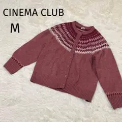 シネマクラブ M ノルディック柄 カーディガン ピンク 赤 秋冬 暖かい