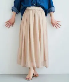 新品　ルクールブラン　シャイニー　ギャザー　スカート　ロングスカートのサムネイル