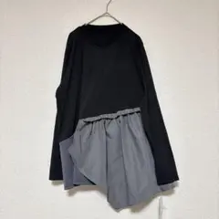 アシンメトリー ブラック 長袖トップス カットソー プルオーバー