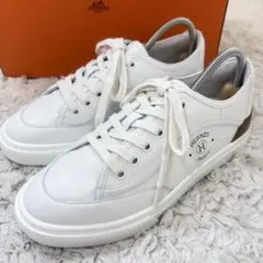 未使用級／HERMES スニーカー トワルH ゲット 本革 ホワイト 36のサムネイル