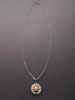 ネックレス　珊瑚　ヴィンテージ　シルバー　レトロ