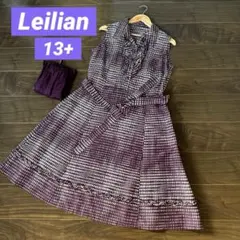 美品 Leilian レリアン ノースリーブ ワンピース 13+ 大きい サイズ