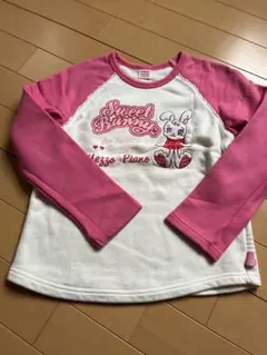 メゾピアノ ピンクホワイト トレーナー