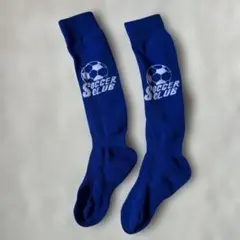 サッカークラブ ロゴ付き ハイソックス 青