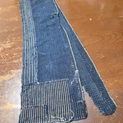 古布　木綿　襤褸　縞　はぎれ　藍染　Y22　リメイク　着物　明治　型染