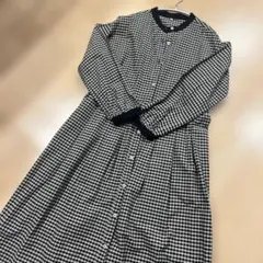 ギンガムチェック長袖シャツワンピース