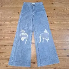 EGOIST デニムパンツ ダメージ加工 ワイド