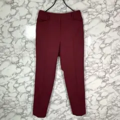 PLST プラステ　（L）　リネン混スラックス　テンパードパンツ　えんじ