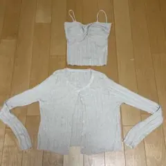 リブ編みカーディガン・タンクトップセット