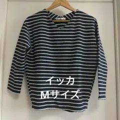 イッカ　レディース　ストライプ Vネック長袖トップス　Mサイズ