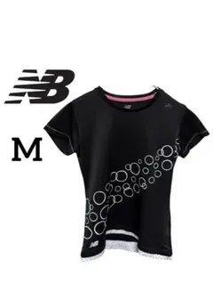 New Balance レディースフィットネス Tシャツ 黒 水玉Mサイズ