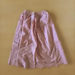 刺繍入り フレアスカート ピンク ロング丈のサムネイル