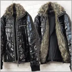 Y2K ファー 光沢 エナメル 短丈 ジャケット/平成ギャル ギャル男 グランジ