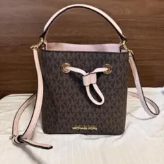 極美品】MICHAEL KORS スモール バケットバッグ ピンク・ブラウン 