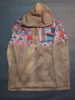 幾何学模様 フード付きパーカー