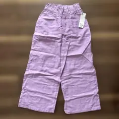 新品　タグつき　GU キッズ リネンブレンド プルオンワイドパンツ 150cmのサムネイル