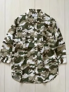 アーバンリサーチドアーズ リネンシャツ 七分袖 迷彩 カモ サイズ38