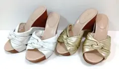 【セット売り】セルジオロッシ 2足 まとめ売り 35.5 厚底 本革 レザー