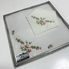 【新品 スイス製】alba アルバ ハンカチ 2枚セット 綿100% 花刺繍