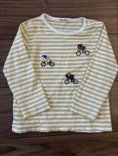 familiar ストライプ 長袖Tシャツ 90cm ボーダー 黄緑