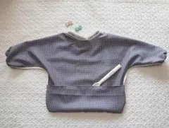 新色♪紺色チェック　すぐ乾く！　お食事エプロン　長袖　離乳食