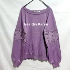 Healthy Karen/長袖 花柄レース ニット/トップス/紫/b22