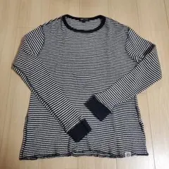 BEAMS HEART L ブラックとホワイトストライプ長袖カットソー