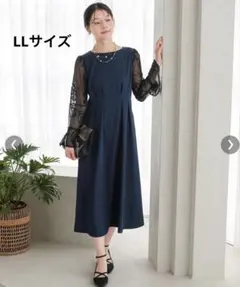 ニッセン 大きいサイズ パーティードレス LL ネイビー