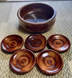 新品未使用　漆塗り菓子鉢　茶托5枚セット