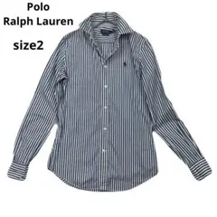 美品　Polo Ralph Lauren 人気　長袖シャツ 青と白のストライプ