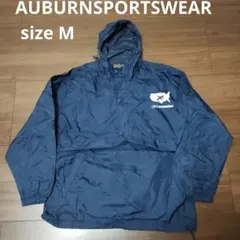 古着 AUBURNSPORTS ハーフジップナイロンアノラックパーカー ネイビー